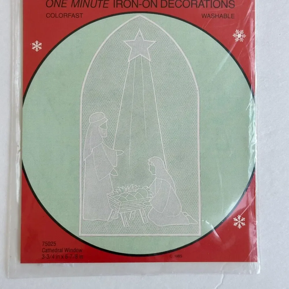 Set of 4 Vintage 80s Dritz Iron On Holiday Expressions Nativity & Bells Washable